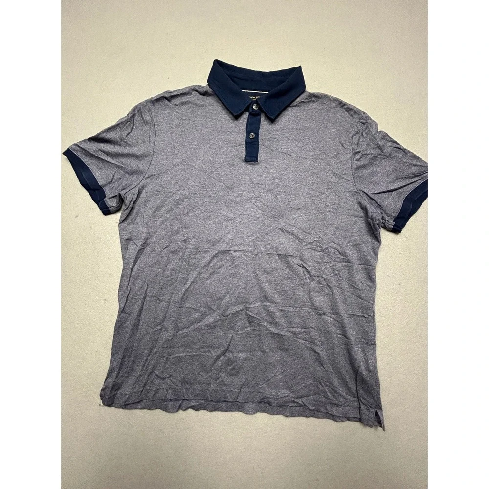 Banana Republic Polo Shirt 100% Cotton Heather Blue Large Mens